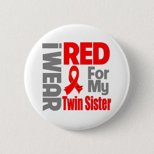 Twin Sister - I Wear Red Ribbon Button