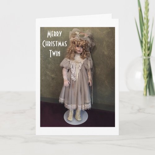 TWIN SISTER LOVE AT CHRISTMASVICTORIAN DOLL HOLIDAY CARD