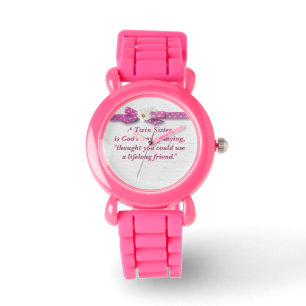 Twin Sister Quote with Polka Dot Ribbon Watch