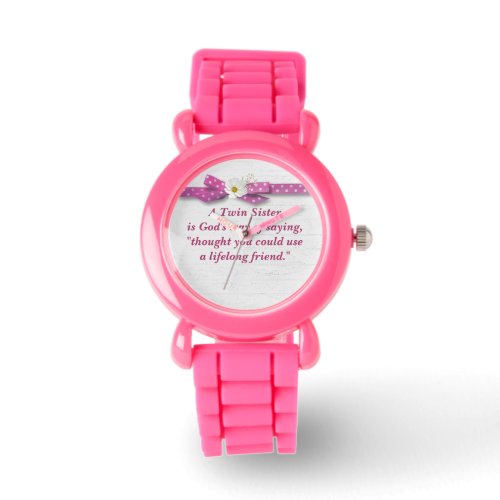 Twin Sister Quote with Polka Dot Ribbon  Watch