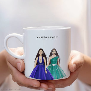 twin sister, twins, giant coffee mug
