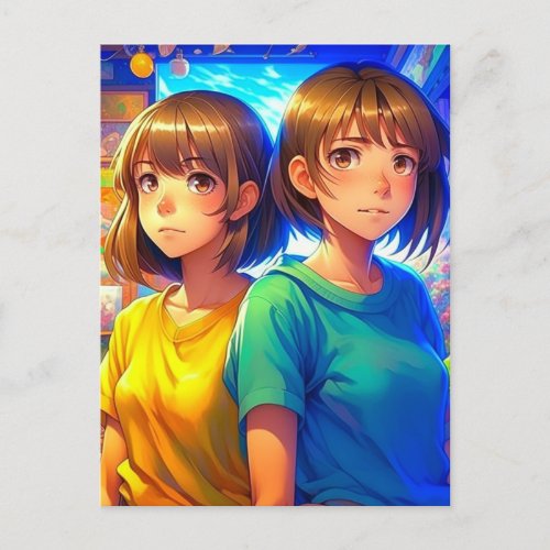 Twin Sisters  Anime Girls Postcard