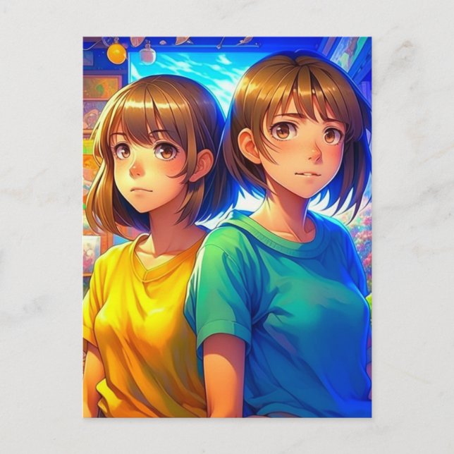 Twin Sisters | Anime Girls Postcard (Front)