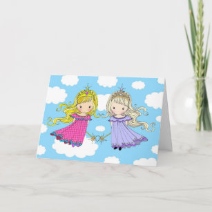 Twin Sisters Birthday Card Fairy Princess