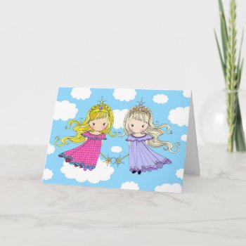 Twin Sisters Birthday Card Fairy Princess by Catchthemoon at Zazzle
