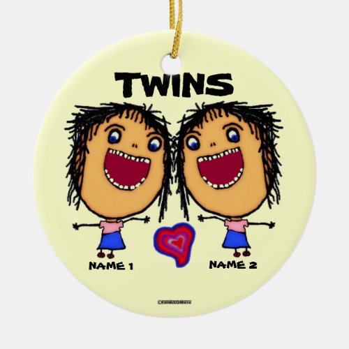 Twin Sisters Cartoon Ceramic Ornament