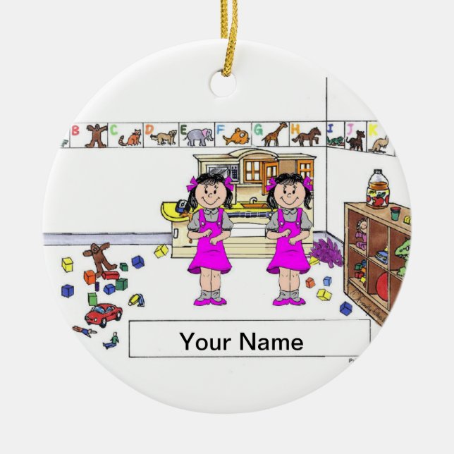 Twin Sisters Ceramic Ornament (Front)