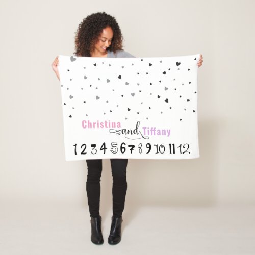 Twin Sisters Minimalist Trendy Month Milestone Fleece Blanket