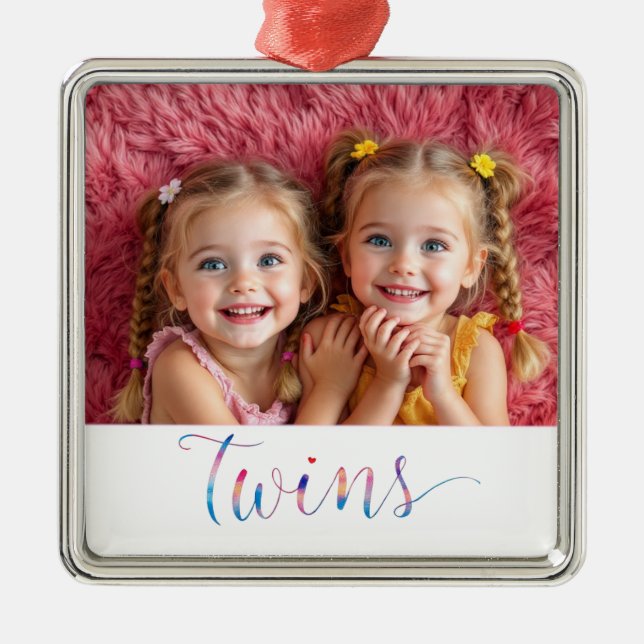 Twin Sisters Photo Ornament (Front)