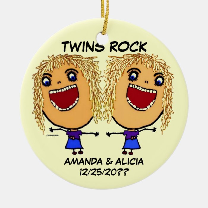 Twin Sisters Rock Cartoon Ornaments