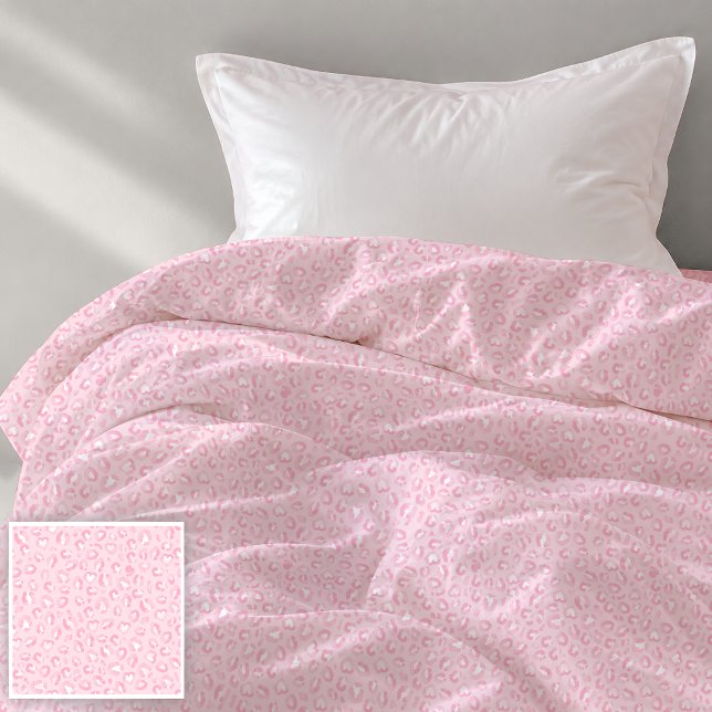 Twin-sized Soft Pink Leopard Print Duvet Cover (Cover Image)