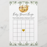 Twin Sloths Baby Shower Bingo Game