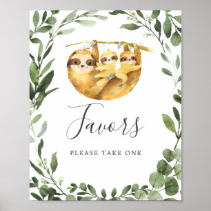 Twin Sloths Baby Shower Favors Sign