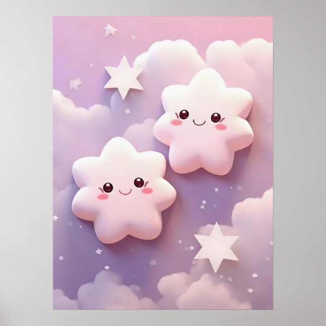 Twin Smiling Stars in Dreamland Poster (Front)