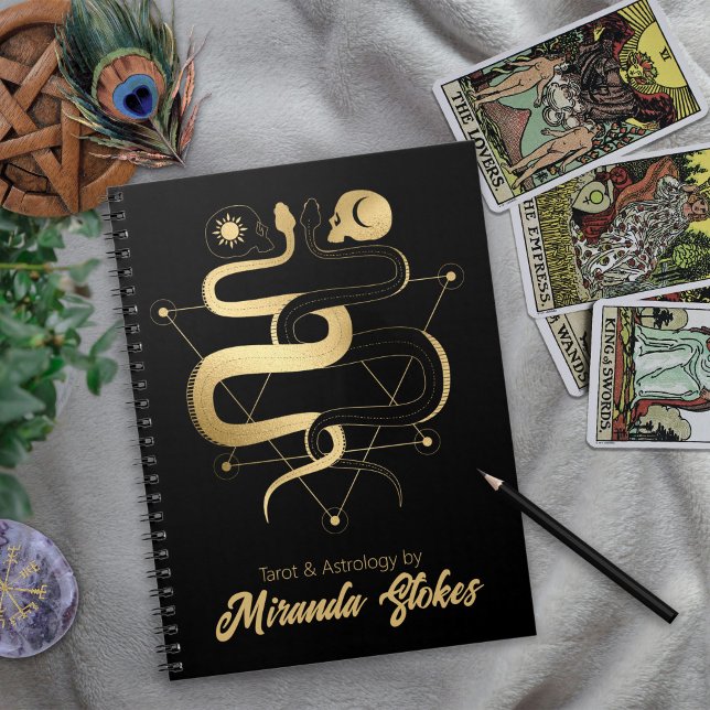 Twin Snakes & Skulls Black & Gold Trendy Gothic Notebook (Twin Snakes & Skulls Black & Gold Trendy Gothic Notebook)