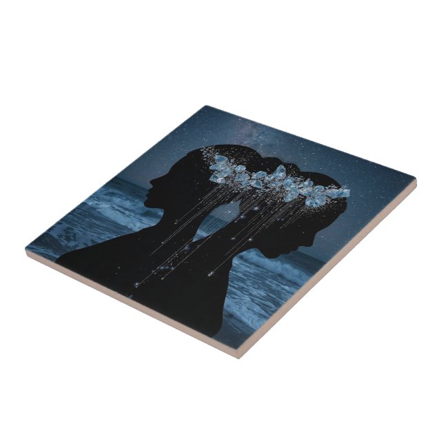 Twin Souls Beneath the Stars Ceramic Tile (Side)