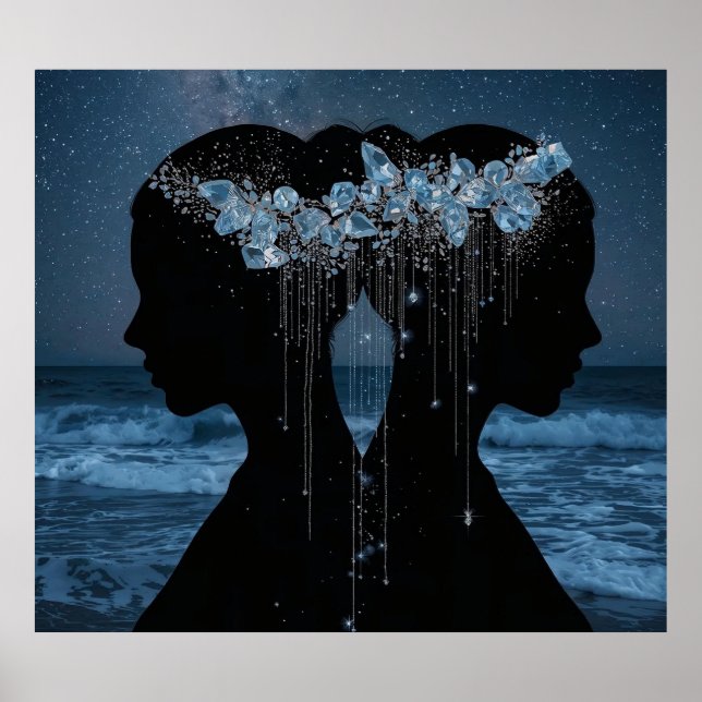 Twin Souls Beneath the Stars Poster (Front)