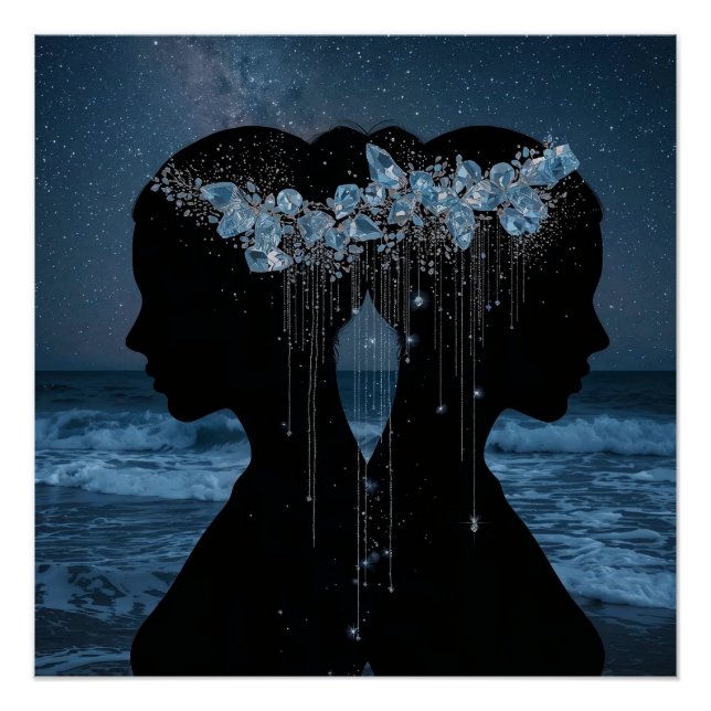 Twin Souls Beneath the Stars Poster (Front)