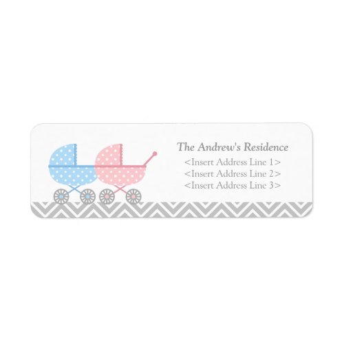 Twin Strollers Baby Shower Return Address Labels