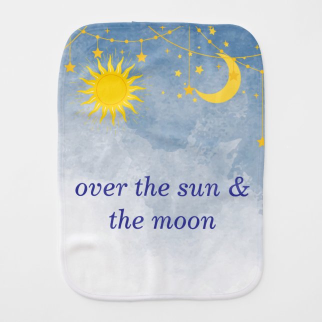 Twin Sun and Moon Baby Burp Cloth (Front)