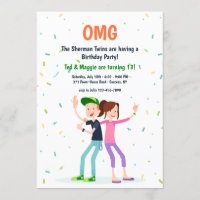 Twin Teens Invitation