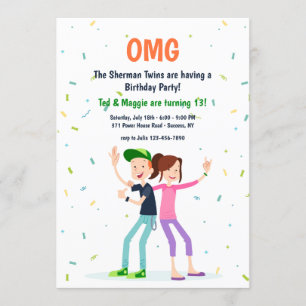 Twin Teens Invitation