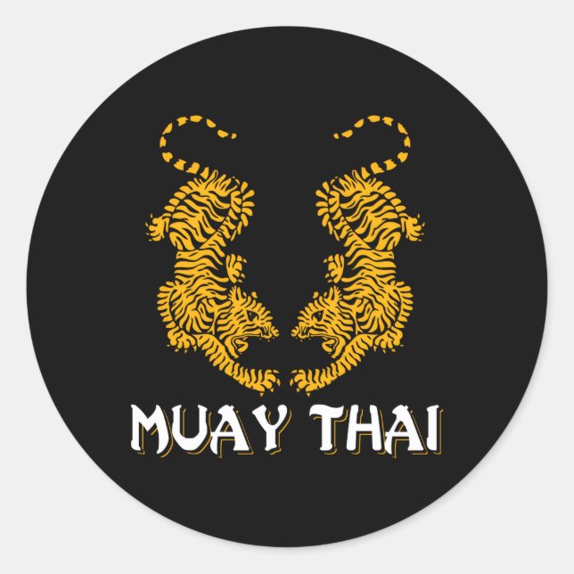 Twin Tiger Sak Yant Muay Thai Fighter Mial Classic Round Sticker (Front)