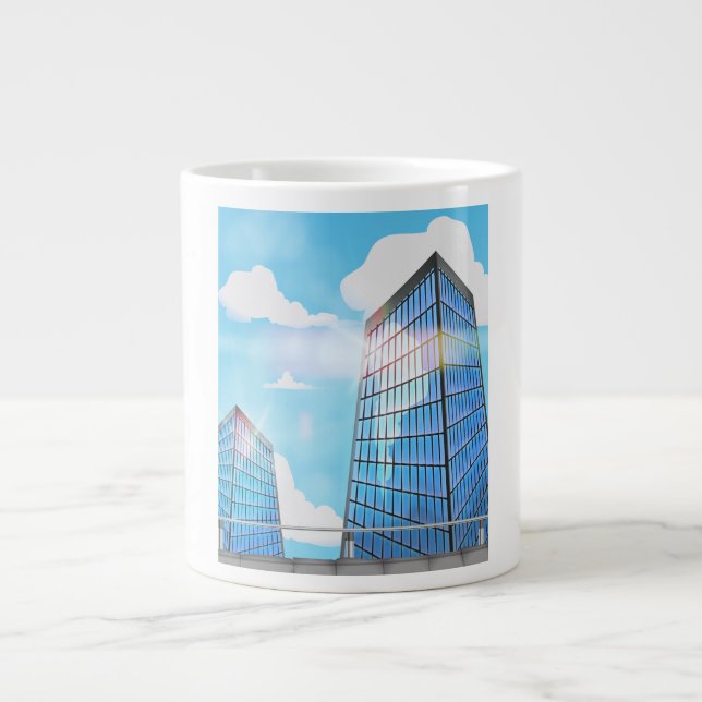 Twin Tower Skyscrapers Large Coffee Mug (Front)