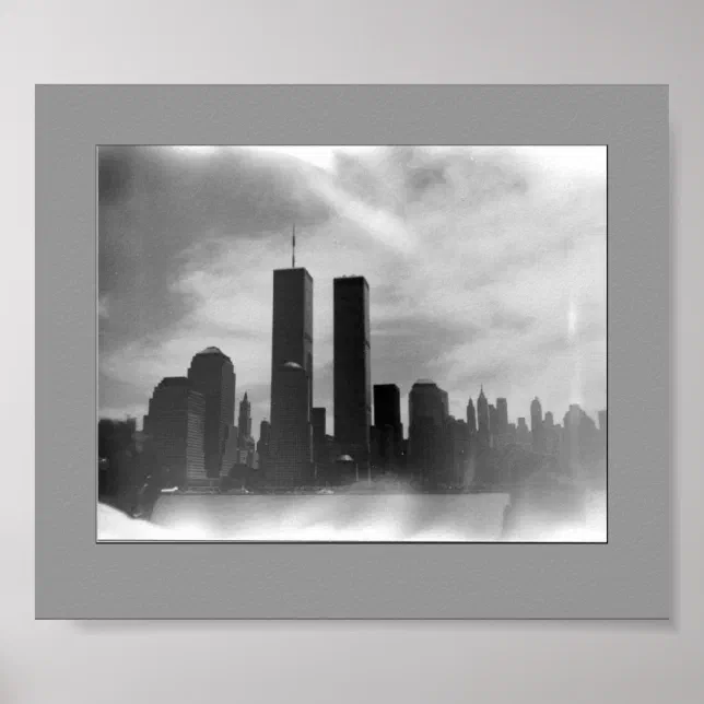 Twin Towers Black & white Poster Zazzle