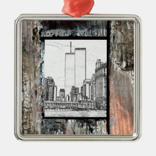 Twin Towers Metal Ornament