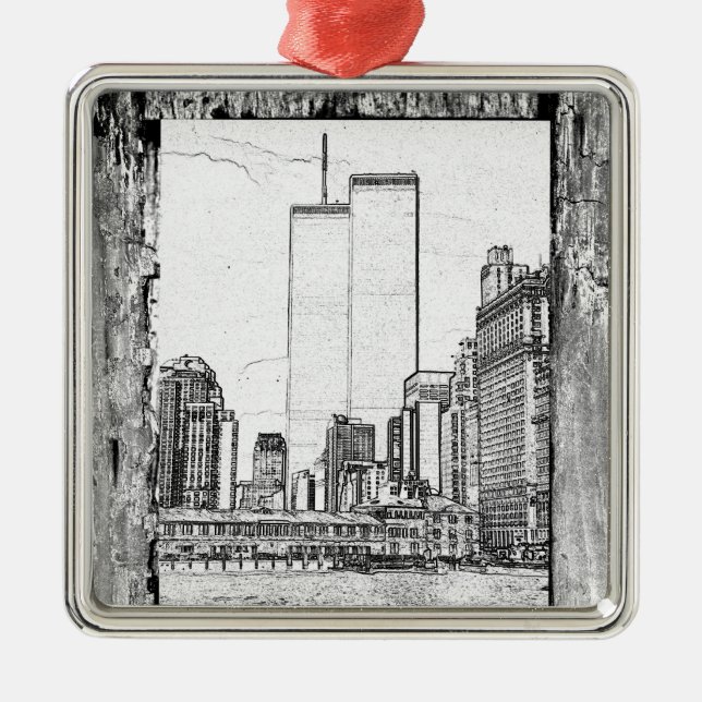 Twin Towers Metal Ornament (Front)