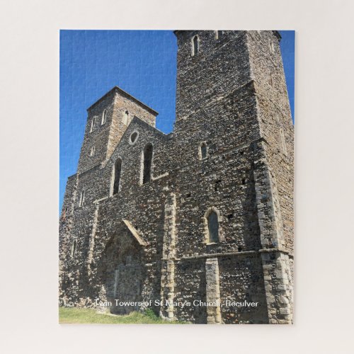 Twin Towers of St Marys Church Reculver Kent on a Jigsaw Puzzle