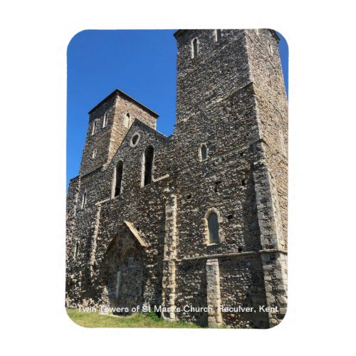 Twin Towers of St Marys Church Reculver Kent on a Magnet