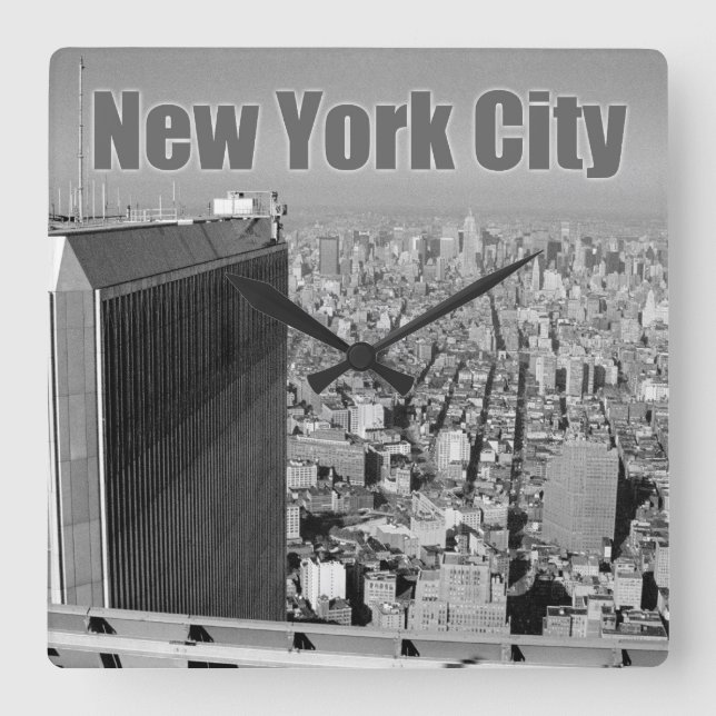 Twin towers World Trade Center NYC Square Wall Clock (Front)