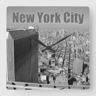 Twin towers World Trade Center NYC Square Wall Clock