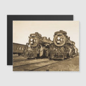 Twin Train Engines Vintage Locomotives Railroad (Front/Back)