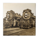 Twin Train Engines Vintage Locomotives Railroad Tile at Zazzle