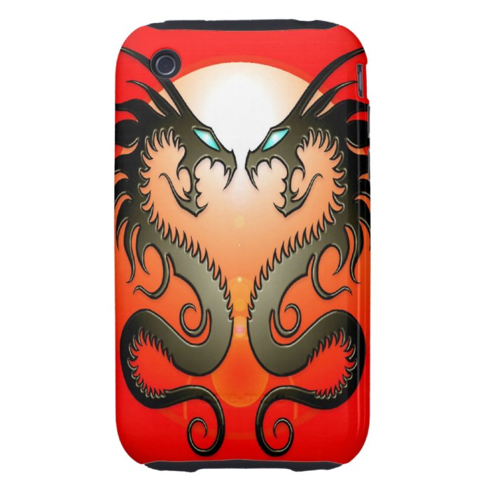 Twin Tribal Dragons Tough iPhone 3 Case