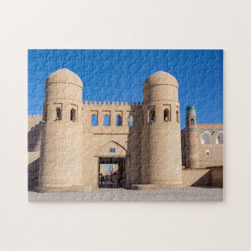 Twin_turreted West Gate _ Khiva Uzbekistan Jigsaw Puzzle