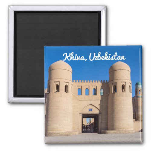 Twin_turreted West Gate _ Khiva Uzbekistan Magnet