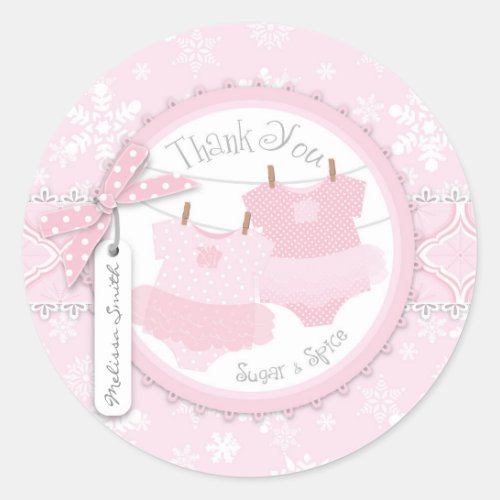 Twin Tutu Polka Dot Jumpers  Winter Snowflake Classic Round Sticker