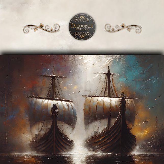 Twin Viking Longships Decoupage Tissue Paper (Twin Viking Longships Decoupage Tissue Paper)