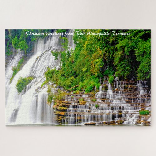 Twin Waterfalls TennesseeChristmas Greetings Jigsaw Puzzle