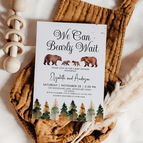 Twin We Can Bearly Wait Baby Shower  Invitation