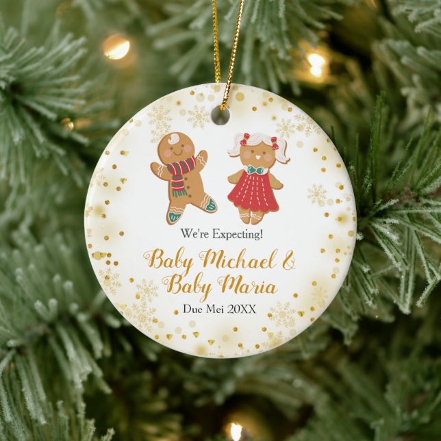 Twin We're Expecting Parents Ceramic Ornament (Tree)