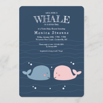 Twin Whales Baby Shower Invitation by heartfeltclub at Zazzle