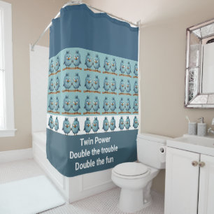 Twin Whimsical Birds Blue Shower Curtain