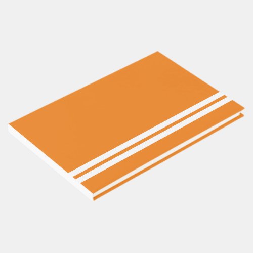 Twin White Bottom Racing Stripes On Warm Orange Guest Book