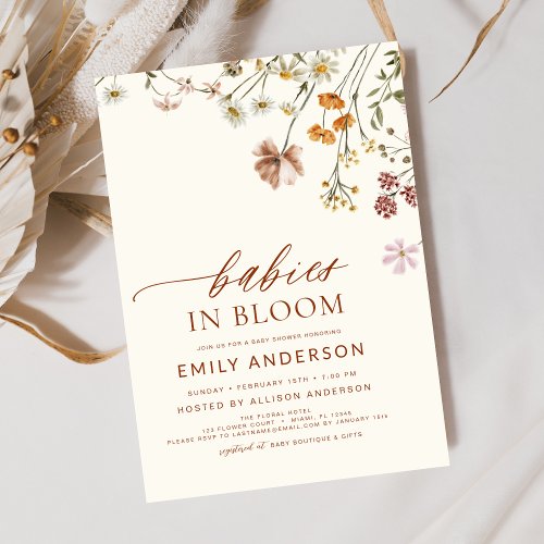 Wildflower Floral or wildflower baby shower invitation