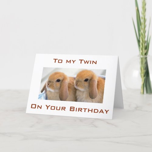 TWIN WISHES WITH TWIN BUNNIES FOR BIRTHDAY CARD